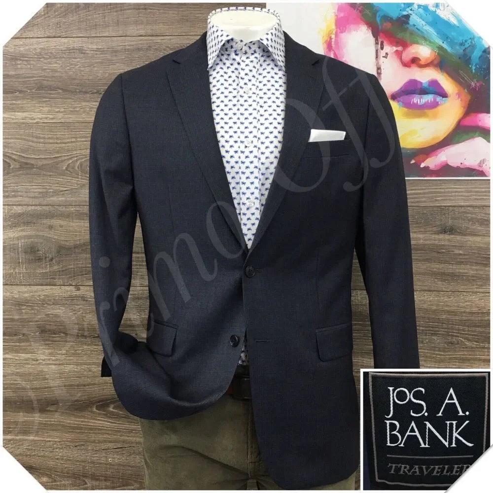 JOS A BANK Mens Blazer Sport Coat Casual Suit Jacket Size 42L Slim Fit Wool Suit